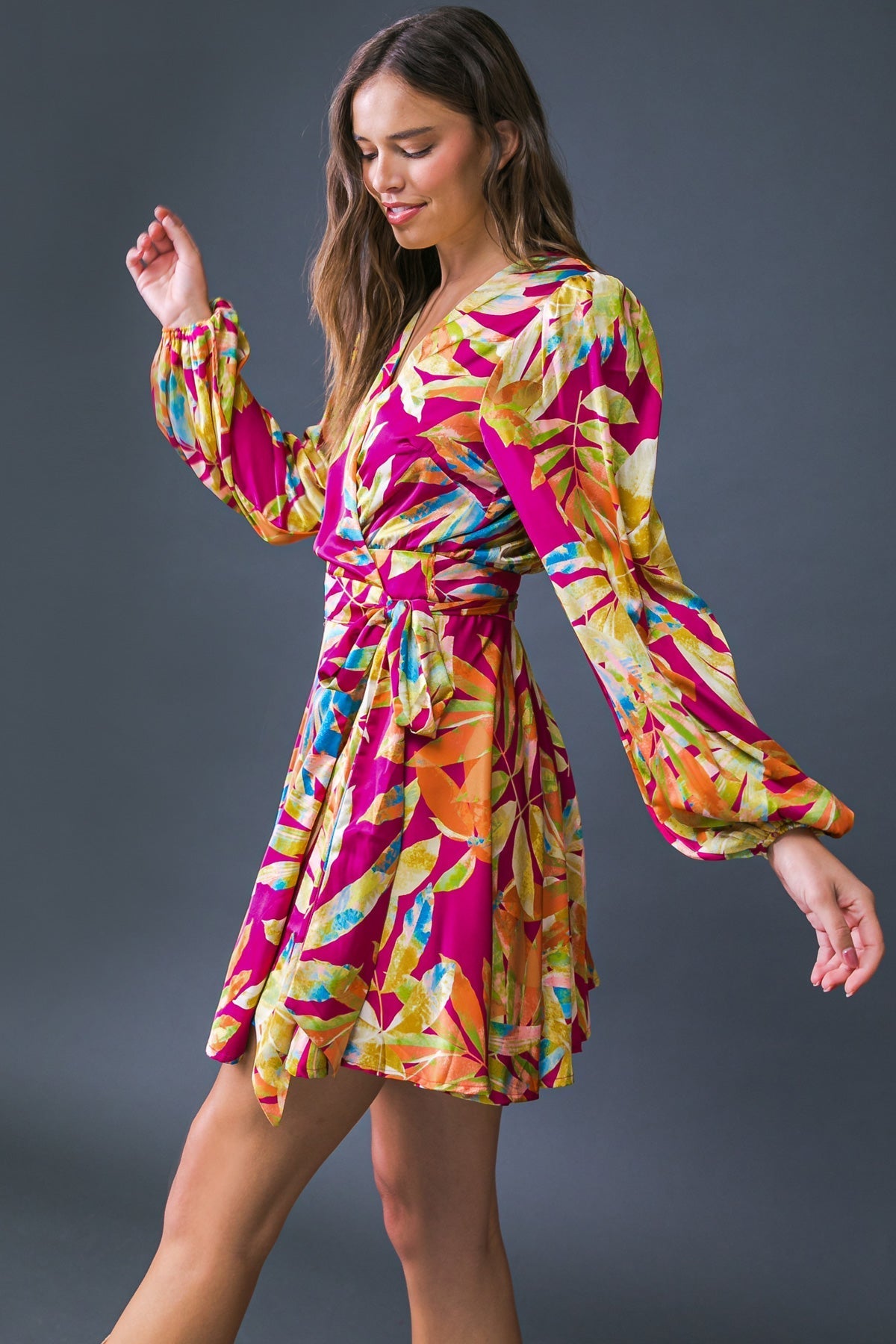 ALL FALL LONG WOVEN MINI DRESS Flying Tomato